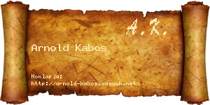 Arnold Kabos névjegykártya